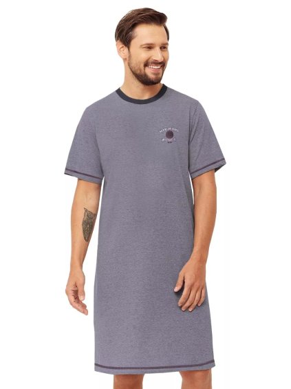 Pánská noční košile s obrázkem Stephen 1332/32 Hotberg (Barva/Velikost <img KodProduktu="40133232H">šedá / M)
