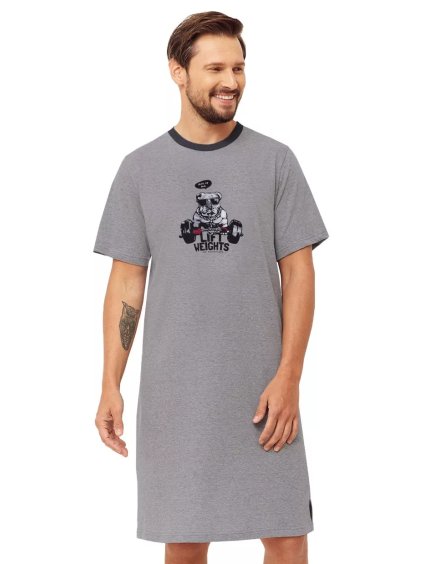 Pánská noční košile Peter 1334/32 HOTBERG (Barva/Velikost <img KodProduktu="40133432H">šedá melír / 4XL)