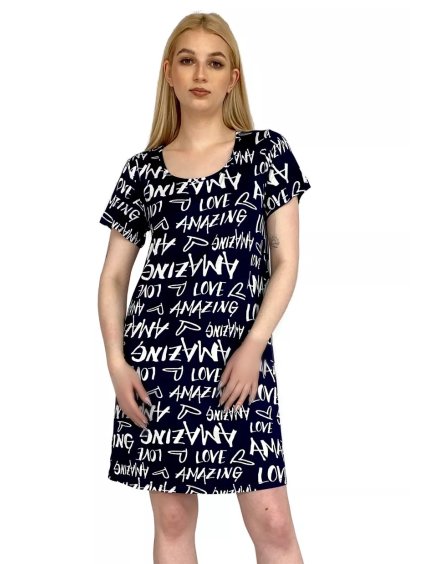 Dámská vzorovaná noční košile Amazing De Lafense (Barva/Velikost <img KodProduktu="39645H">granát (modrá) / XXL)