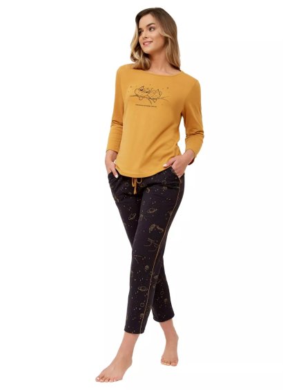 Dámské pyžamo s obrázkem Novia 1256 LEVEZA (Barva/Velikost <img KodProduktu="411256H">okrová / XXL)