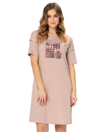 Dámská noční košile s obrázkem Sophie 1291 LEVEZA (Barva/Velikost <img KodProduktu="411291H">béžová tmavá / M)