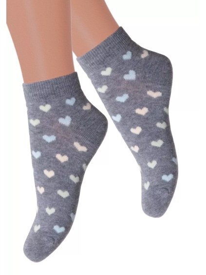 Dívčí kotníkové ponožky 004/183 STEVEN (Barva/Velikost <img KodProduktu="18004d183H">šedá melír / 32/34)