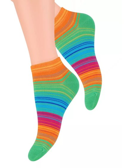Dámské kotníkové ponožky se vzorem proužků 052/60 STEVEN (Barva/Velikost <img KodProduktu="18052060H">oranžová světlá / 38/40)