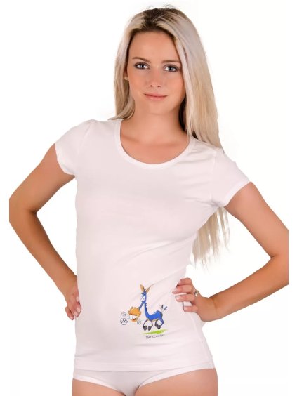 Dámské tričko 52/1-86/D138 s obrázkem oslíka Fabio (Barva/Velikost <img KodProduktu="2152186138H">bílá / L/XL)