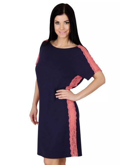 Dámská krajková noční košile 62/2-15 Fabio (Barva/Velikost <img KodProduktu="2162215H">fialová tmavá / XXL)