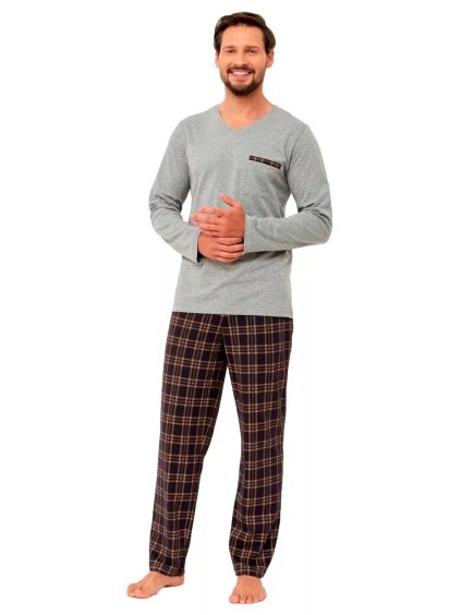 Pánské pyžamo Diego 1267/21 HOTBERG (Barva/Velikost <img KodProduktu="40126721H">světlý melír / M)