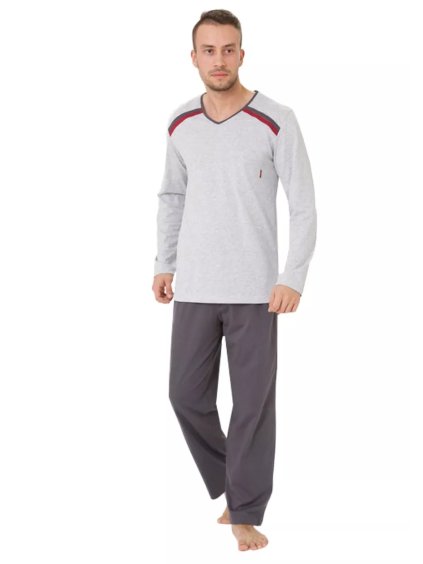 Pánské pyžamo Big Olo 326/02 HOTBERG (Barva/Velikost <img KodProduktu="4032602H">světlý melír / 4XL)
