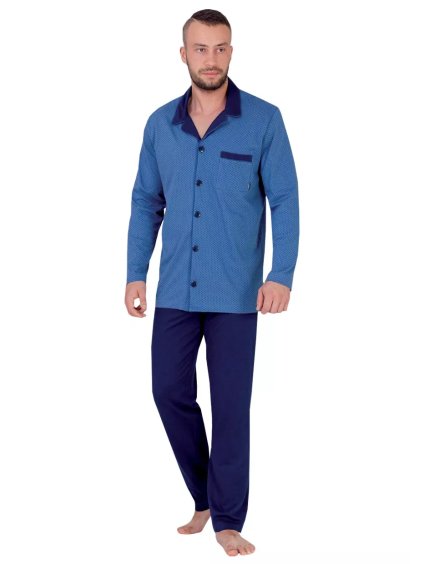 Pánské pyžamo Big Norbert 826/01 HOTBERG (Barva/Velikost <img KodProduktu="4082601H">modrá / XXL)