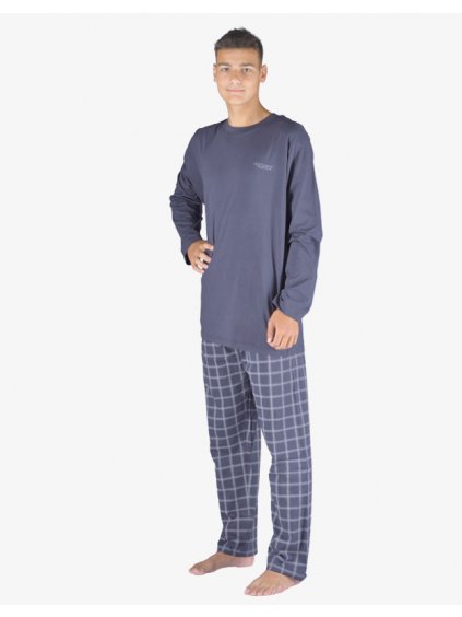 Pyžamo dlouhé pánské 79149P (Barva/Velikost <img KodProduktu="79149P">tm.popel, sv. šedá / 3XL)