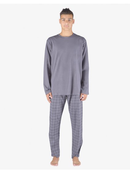 Výhodné balení 5 kusů - Pyžamo dlouhé pánské 79155P (Barva/Velikost <img KodProduktu="79155P">šedá, černá / XXL)