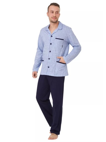 Pánské pyžamo Ambrozy 196/02 HOTBERG (Barva/Velikost <img KodProduktu="4019602H">modrá světlá / XXL)