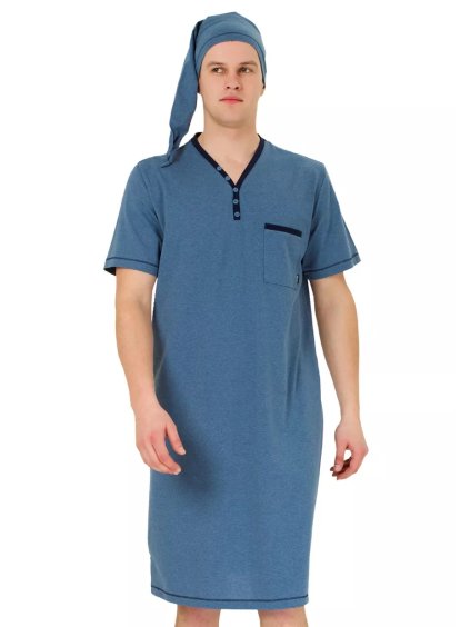 Pánská noční košile Bonifacy 357/02 HOTBERG (Barva/Velikost <img KodProduktu="4035702H">jeans / M)