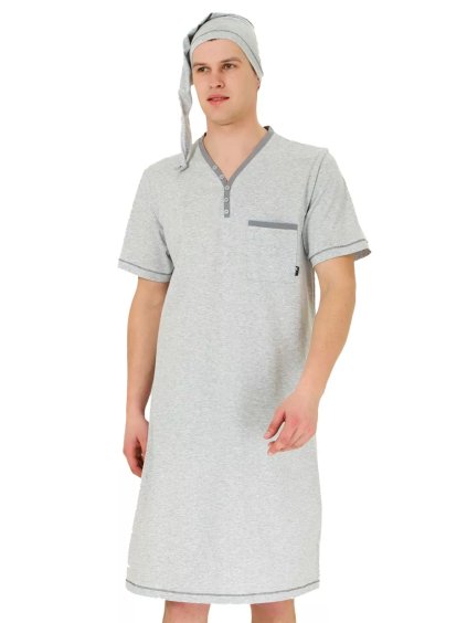 Pánská noční košile Bonifacy 357/03 HOTBERG (Barva/Velikost <img KodProduktu="4035703H">světlý melír / M)