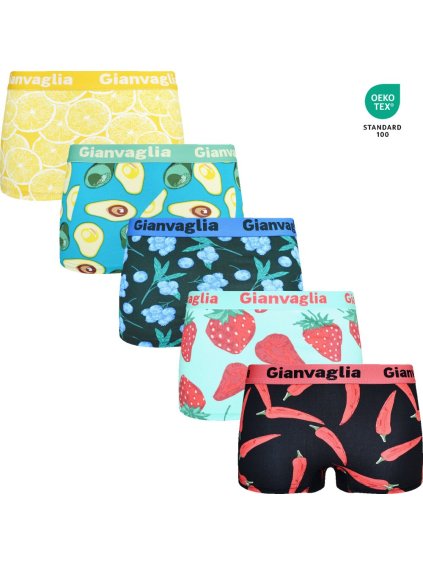 5-PACK Dámských nižších boxerek Ovoce 8804 (Barva/Velikost <img KodProduktu="8804-Holland">Mix vzorů viz foto / S/M)