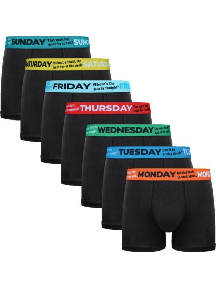 7-PACK pánských bavlněných boxerek Dny v týdnu (Barva/Velikost <img KodProduktu="GVG-5068">černá / XL/XXL)