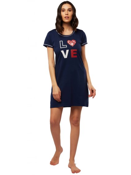 Noční košilka krátký rukáv LOVE (Barva/Velikost <img KodProduktu="PFV21-Uniconf">lékořice / S)