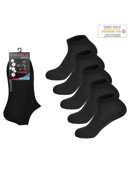 5-PACK Bavlněných kotníkových ponožek SK-501-BLACK (Barva/Velikost <img KodProduktu="SK-501-BLACK-Holland">černá / 35-40)