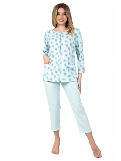 Dámské vzorované pyžamo 670/43 Regina (Barva/Velikost <img KodProduktu="3867043H">zelená mint / M)