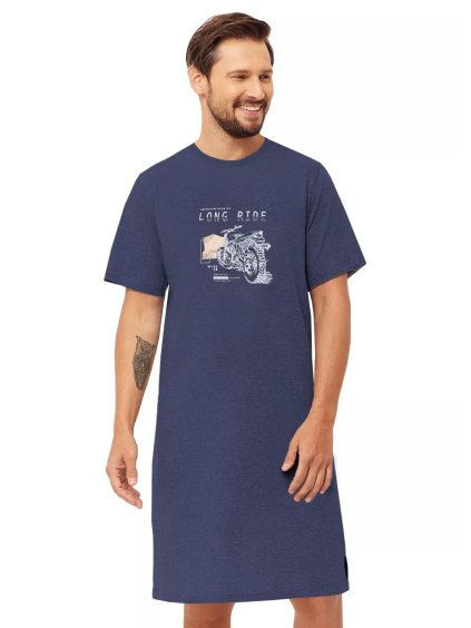 Pánská noční košile Sajmon 1533/2 HOTBERG (Barva/Velikost <img KodProduktu="40153301H">granát (modrá) / 4XL)