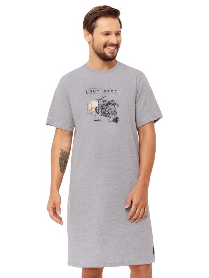 Pánská noční košile Sajmon 1533/1 – Styl & pohodlí (Barva/Velikost <img KodProduktu="40153302H">šedá melír / 4XL)