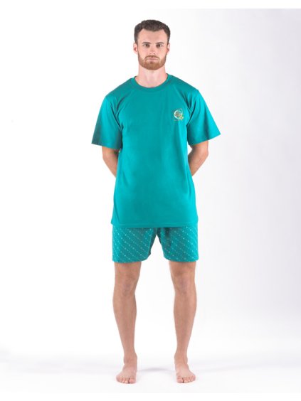 Pyžamo krátké pánské 79166P (Barva/Velikost <img KodProduktu="79166P">šedozelená, petrolejová / S)