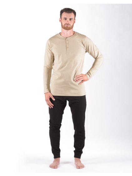 Výhodné balení 5 kusů - Pyžamo dlouhé pánské 79187P (Barva/Velikost <img KodProduktu="79187P">koňak, černá / S)
