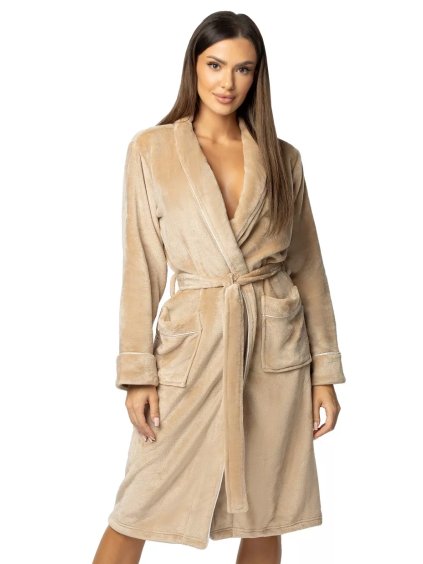Dámský soft župan Comfy beige ENVIE (Barva/Velikost <img KodProduktu="1924000170H">béžová / 4XL/5XL)