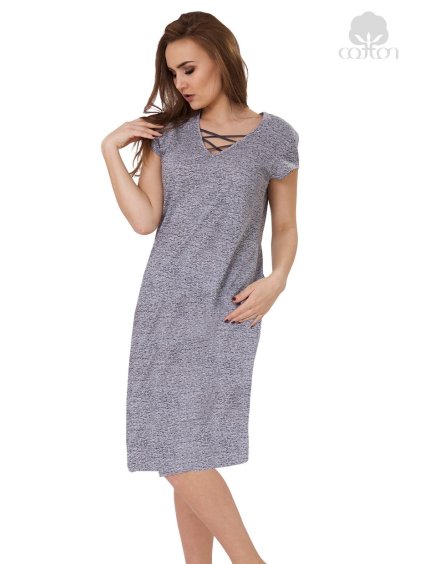 Dámská noční košile Oktawia se vzorem melíru M-Max (Barva/Velikost šedá melír / XL)