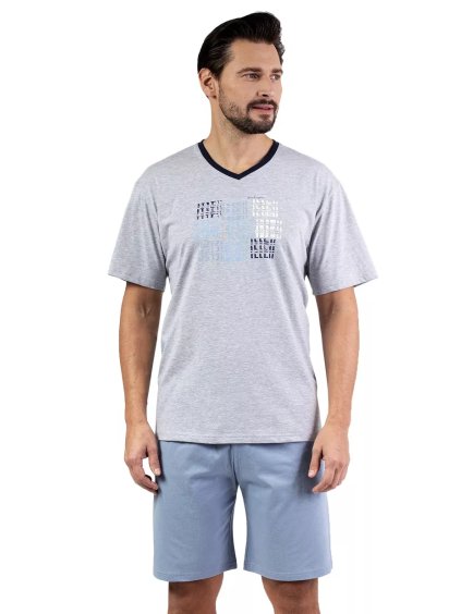 Stylové Pánské pyžamo 480/51 REGINA - Pohodlí a kvalita! (Barva/Velikost <img KodProduktu="3848051H">světlý melír / 3XL)