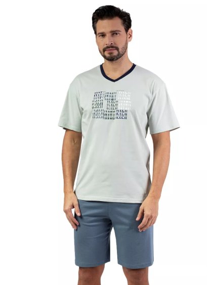 V balení 3 ks -Pánské pyžamo REGINA: Krátké kalhoty z 100% bavlny (Barva/Velikost <img KodProduktu="3848052H">zelená světlá / 3XL)