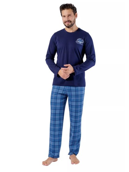 Pánské pyžamo Michal 1597/51 – Styl a pohodlí z bavlny (Barva/Velikost <img KodProduktu="40159752H">granát (modrá) / XXL)