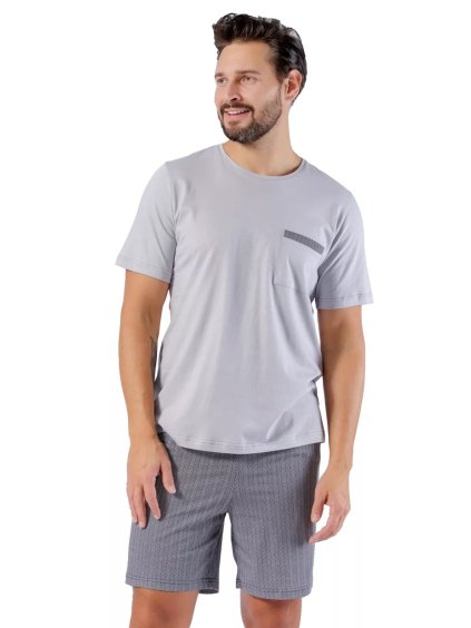 Pánské pyžamo Tomasz 1608/52 – Styl & pohodlí z bavlny (Barva/Velikost <img KodProduktu="40160852H">šedá světlá / 3XL)