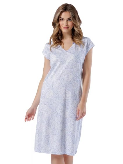 Dámská noční košile Olga 1575 – Bavlněný komfort & styl (Barva/Velikost <img KodProduktu="411575H">modrá světlá / XXL)