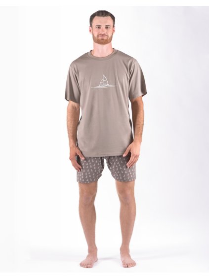Pyžamo krátké pánské 79172P (Barva/Velikost <img KodProduktu="79172P">šedobílá, petrolejová / 4XL)