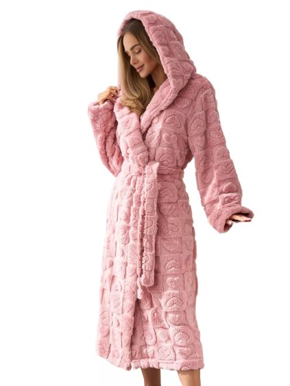 Dámský župan Valentine long pink L&L - Pohodlí a elegance (Barva/Velikost <img KodProduktu="13255453H">růžová (pink) / XL/XXL)