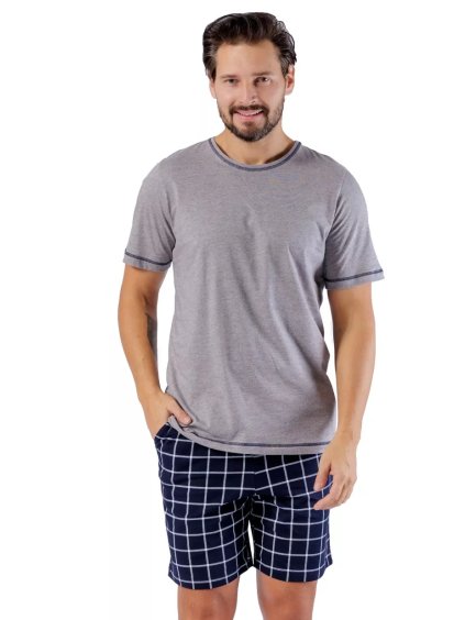 Pánské pyžamo Gregorz 1592/51 – Styl a pohodlí z bavlny (Barva/Velikost <img KodProduktu="40159251H">šedá melír / XXL)