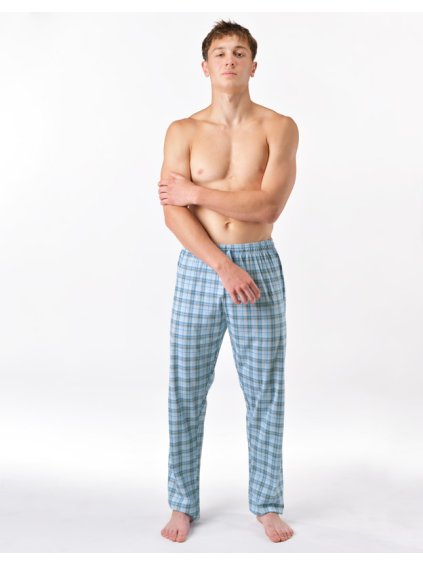 Kalhoty dlouhé pyžamové pánské 79197P (Barva/Velikost <img KodProduktu="79197P">pomnenková, bílá / 3XL)