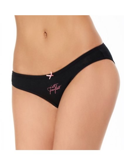 Bokové kalhotky, francouzský nápis c'est parfait - je to perfektní (Barva/Velikost černá / S/M)
