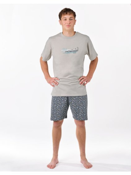 Výhodné balení 5 kusů - Pyžamo krátké pánské 79190P (Barva/Velikost <img KodProduktu="79190P">sv. šedá, tm. šedá / XXL)