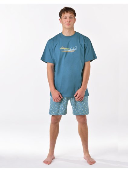 Výhodné balení 5 kusů - Pyžamo krátké pánské 79190P (Barva/Velikost <img KodProduktu="79190P">měsíc, dunaj / XL)