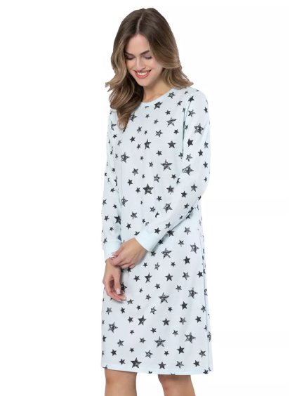 Dámská noční košile Klara 1644 LEVEZA – Pohodlí a elegance (Barva/Velikost <img KodProduktu="411644H">modrá světlá / XXL)