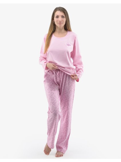 Pyžamo dlouhé dámské 19141P (Barva/Velikost <img KodProduktu="19141P">cukrová, hvozdíková / XL)