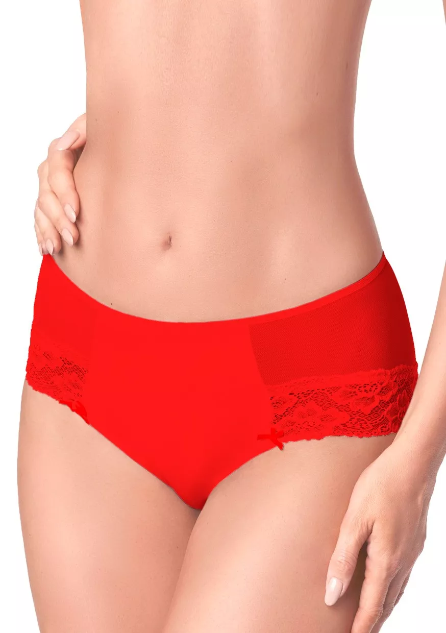 Dámské francouzské kalhotky s krajkou No.029 EWANA Barva/Velikost: červená / XL/XXL