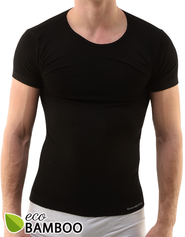 Levně Gina Bambusové tričko pánské, krátký rukáv 58006P Barva/Velikost: černá / L/XL