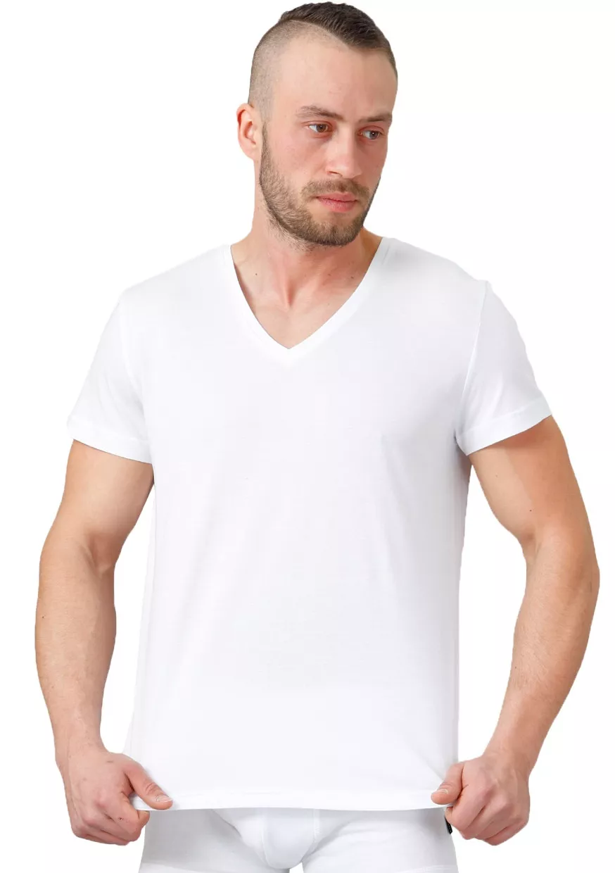 Pánské jednobarevné tričko s krátkým rukávem HOTBERG Barva/Velikost: bílá / S/M