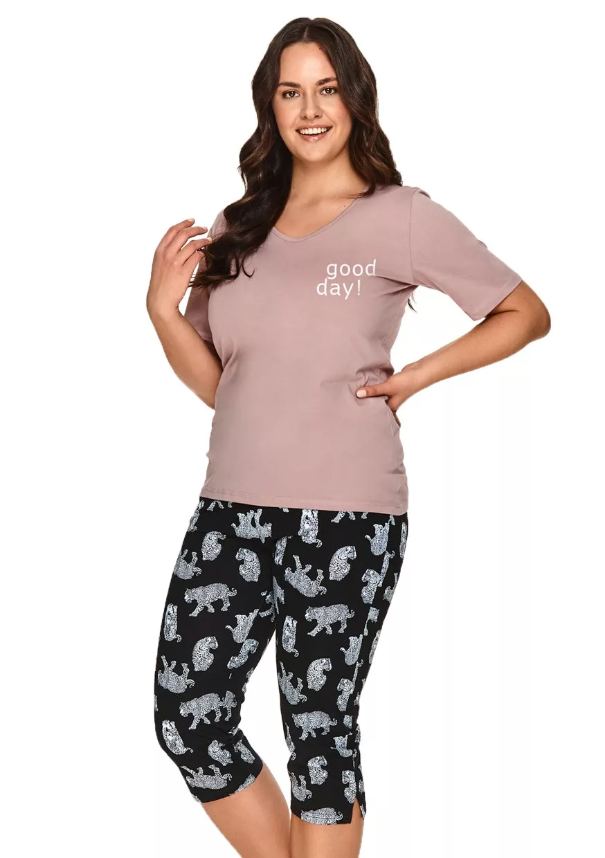 Levně Dámské pyžamo nadměrné velikosti Yelena Taro Barva/Velikost: růžová (pink) / 3XL