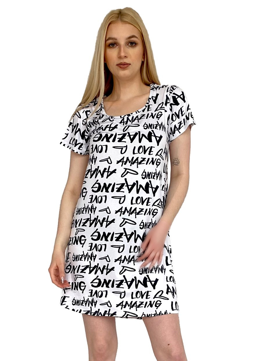 Levně Dámská vzorovaná noční košile Amazing De Lafense Barva/Velikost: bílá / M