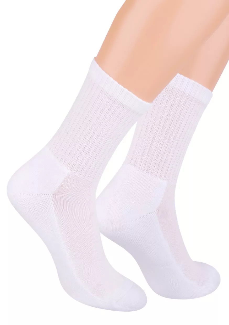 Pánské klasické ponožky polofrofé jednobarevné 009 Steven Barva/Velikost: bílá / 44/46