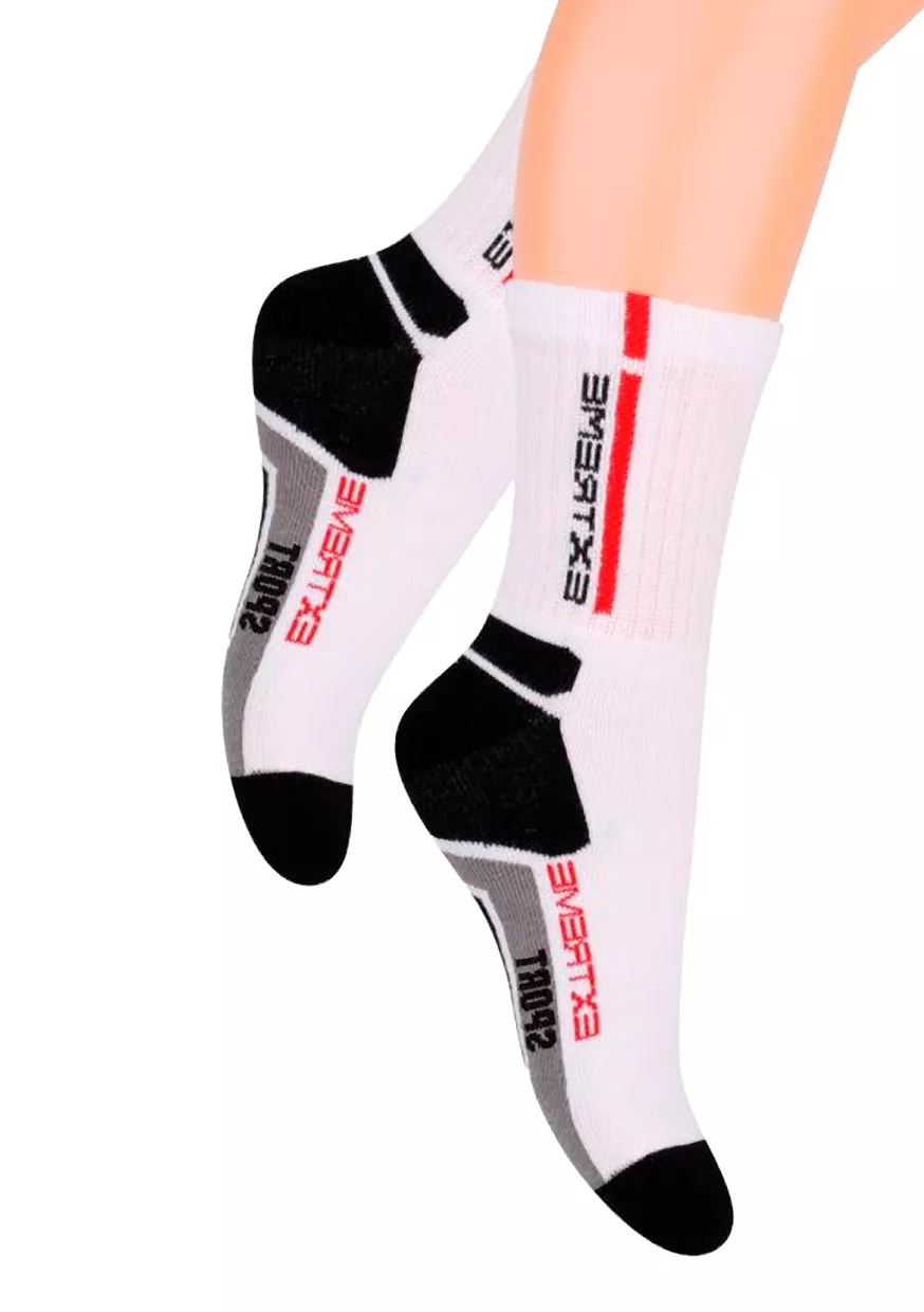 Chlapecké klasické ponožky s nápisem Extreme sport 014/14 Steven Barva/Velikost: bílá-černá / 29/31