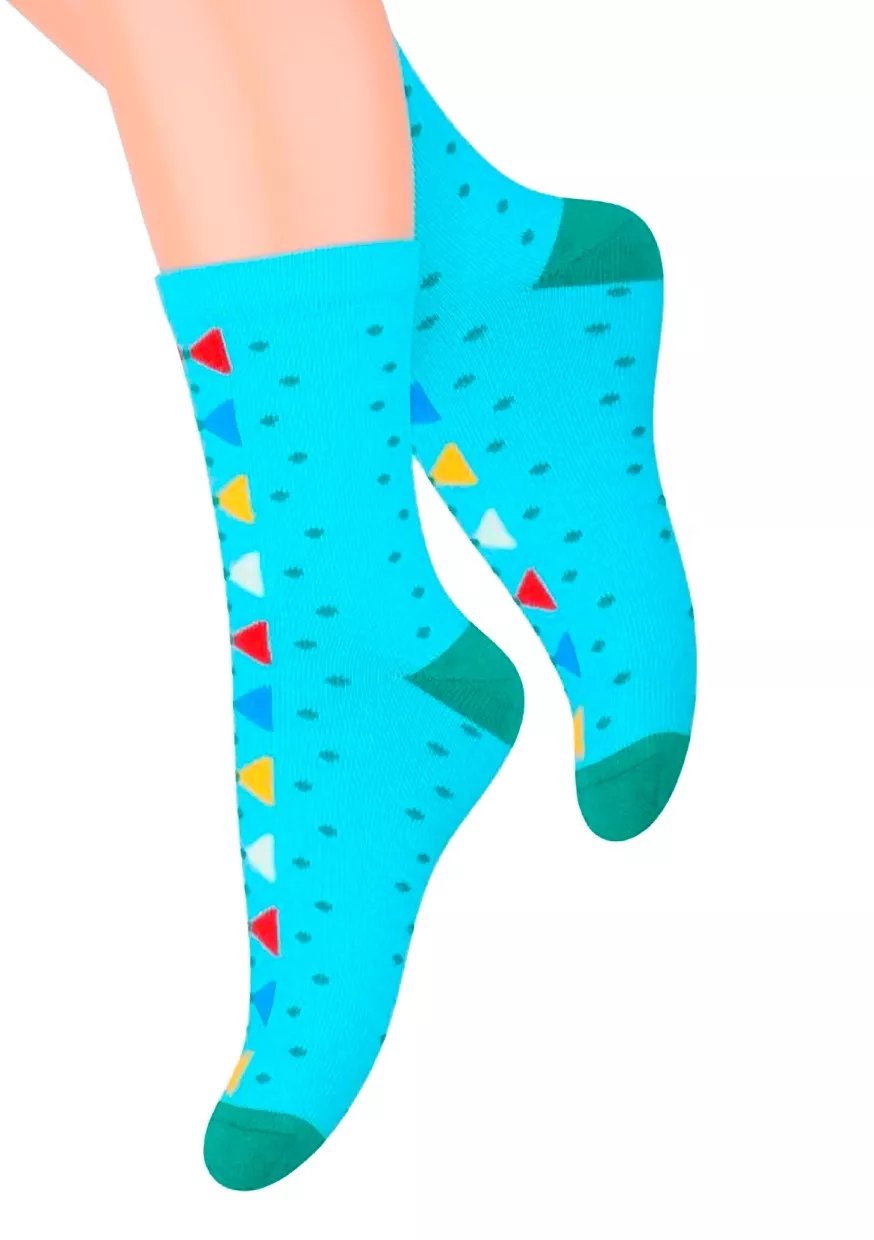 Dívčí klasické ponožky se vzorem puntíků 014/129 Steven Barva/Velikost: modrá světlá / 26/28